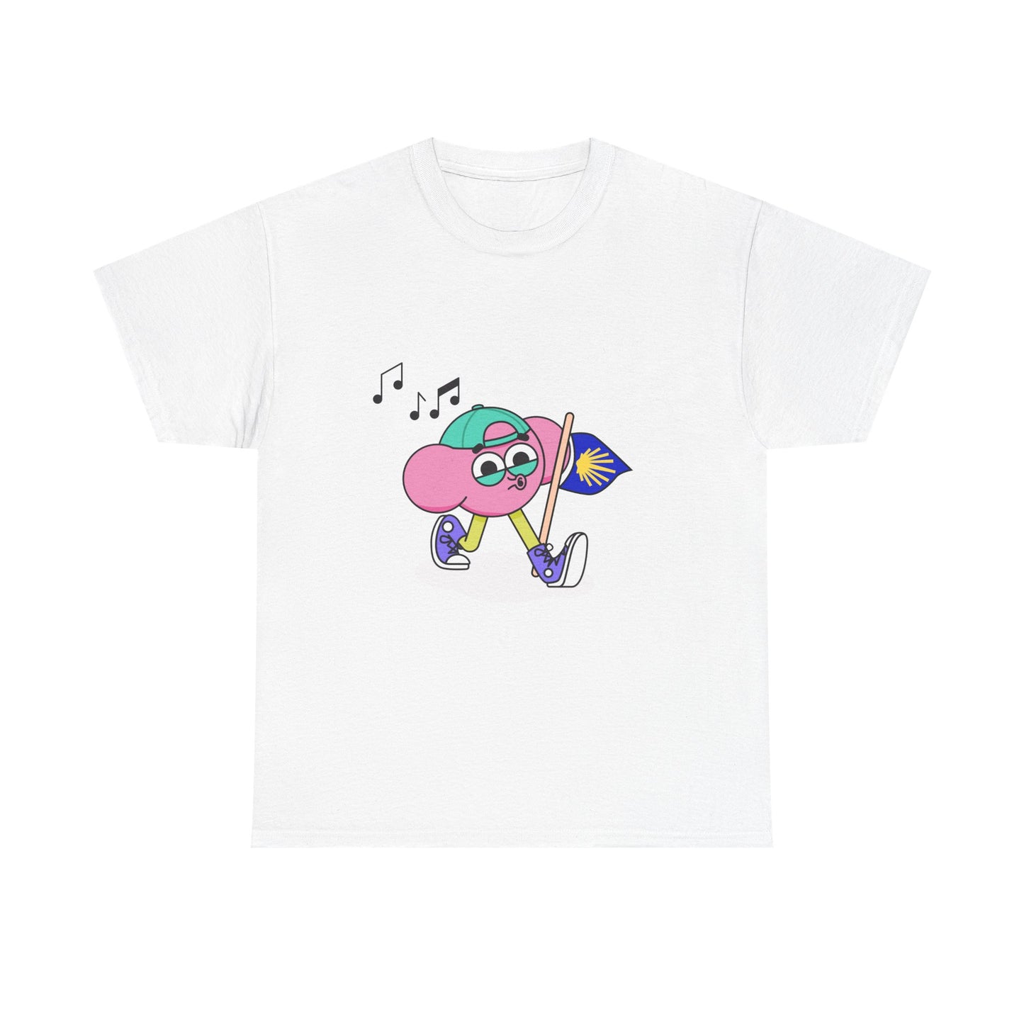 Macadam Mascot Tee — Cute Marching Heart Character with Malaysian Flag