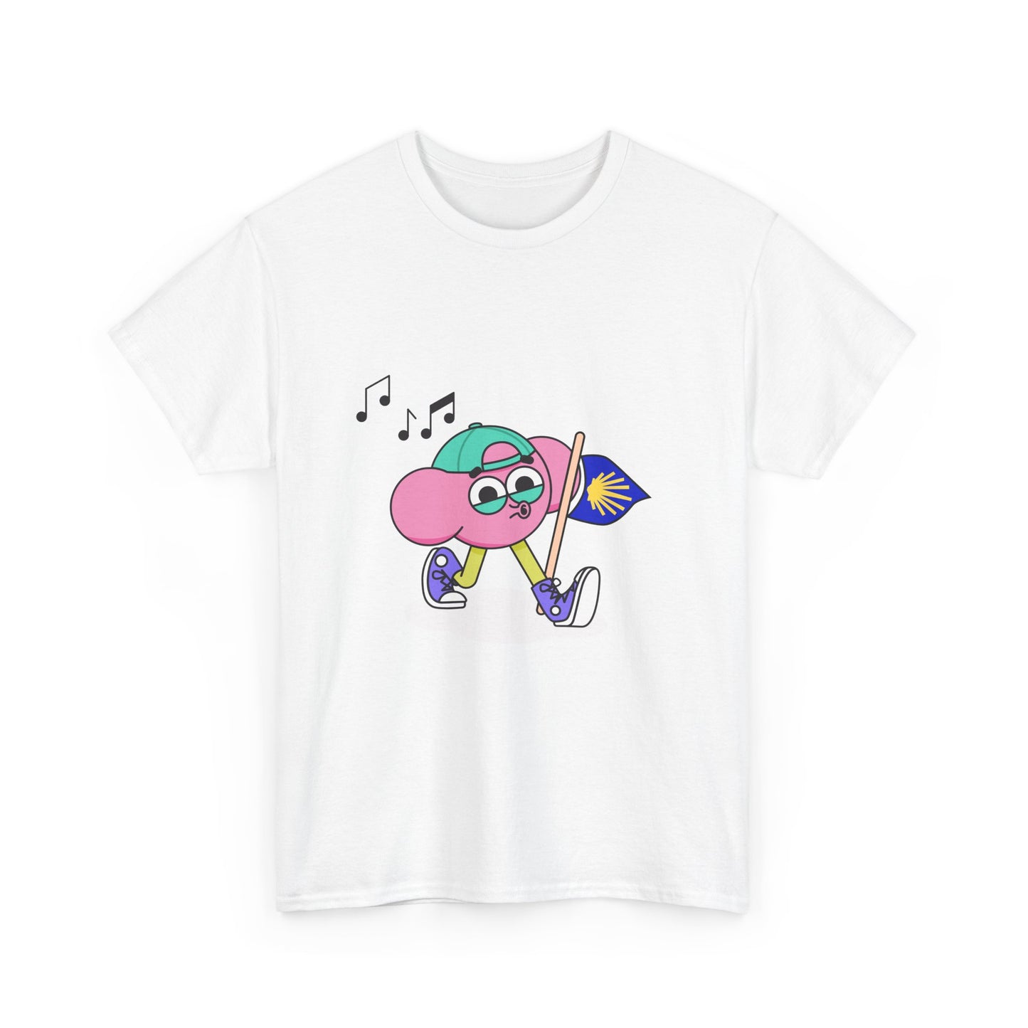 Macadam Mascot Tee — Cute Marching Heart Character with Malaysian Flag